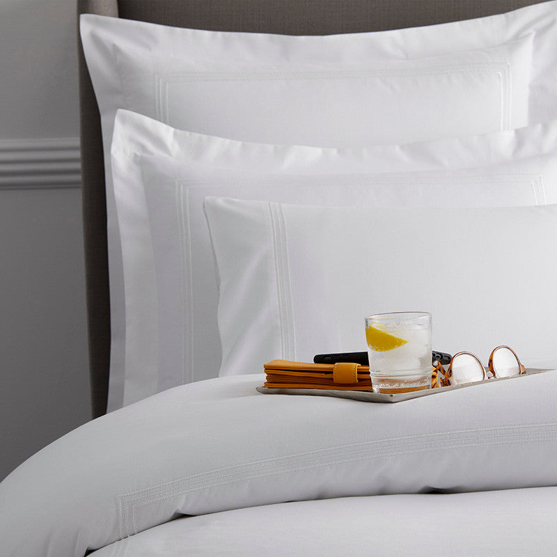 Dorset Stripe Luxe Smooth Egyptian Cotton Sateen Bed Sheet Set - White, King