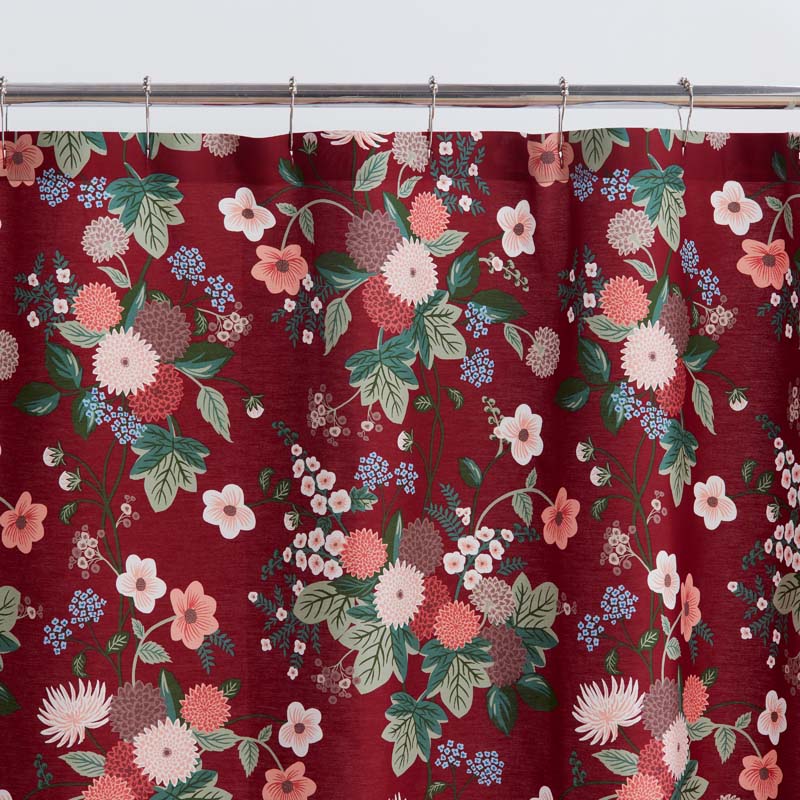 Dahlia Classic Cool Cotton Percale Shower Curtain - Dark Red