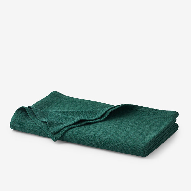 Cotton Weave Blanket - Dark Green, King/Cal. King