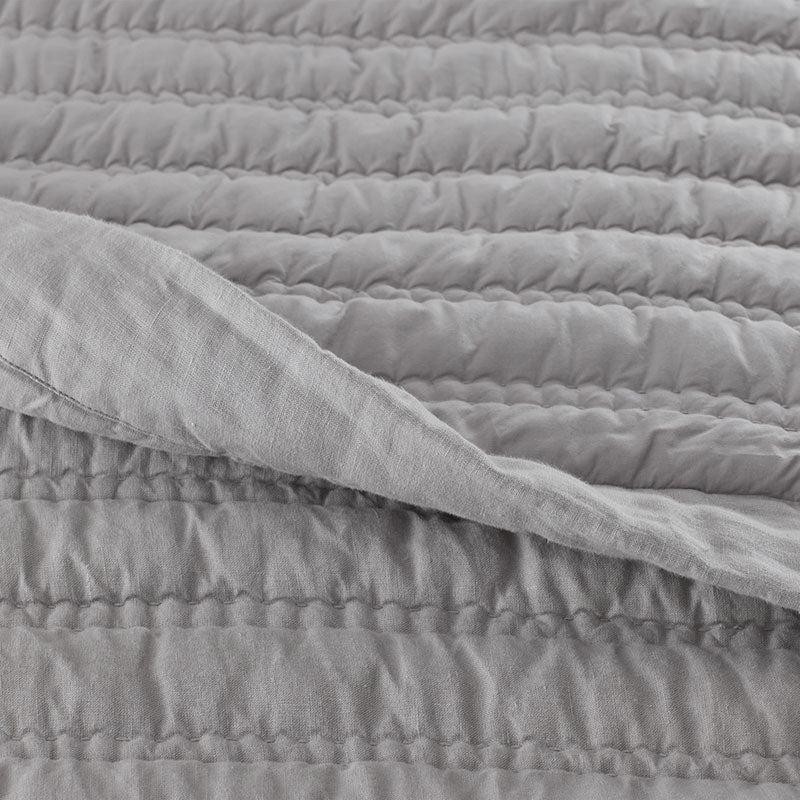 Premium Breathable Washed Linen Solid Quilt - Gray, Twin/Twin XL