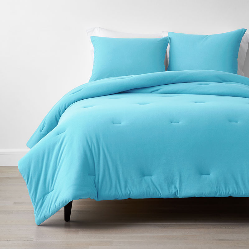 T-Shirt Soft Jersey Knit Comforter Set - Turquoise, Twin/Twin XL
