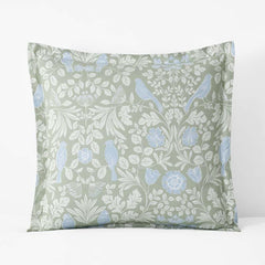 Tira Floral Classic Cool Cotton Percale Reversible Sham - Bird Green, Euro