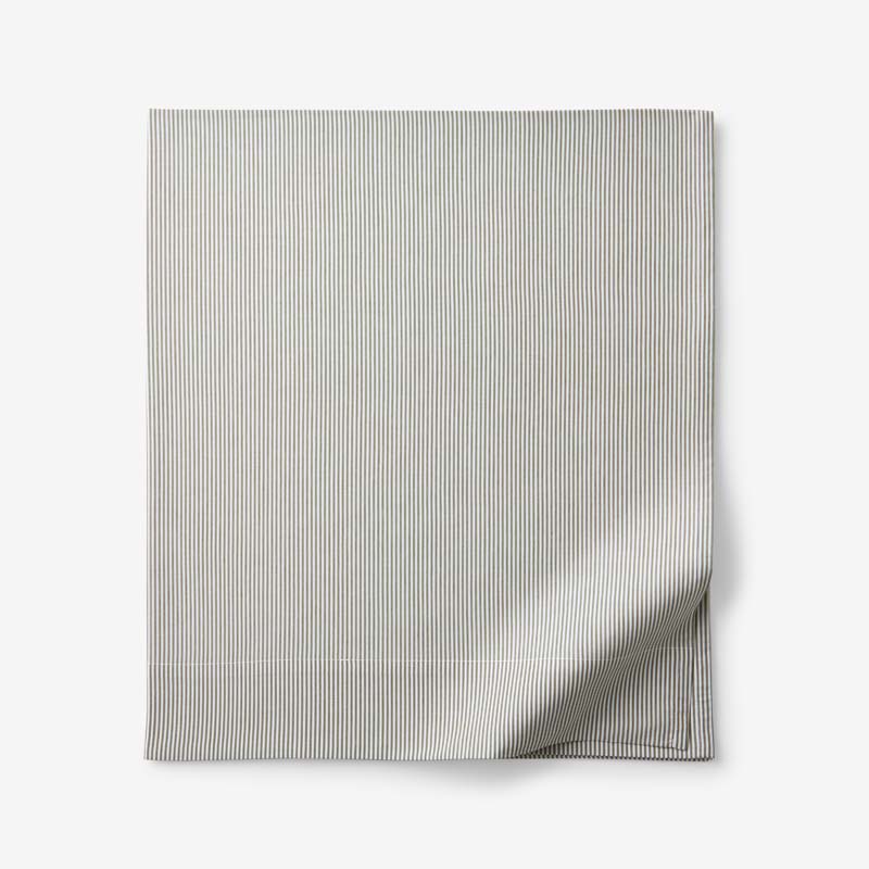 Classic Stripes and Plaids Cool Yarn-Dyed Cotton Percale Flat Bed Sheet - Stripe Green, King/Cal. King