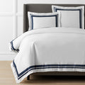 Double Border Premium Smooth Supima® Cotton Wrinkle-Free Sateen Duvet Cover - Navy, King/Cal. King