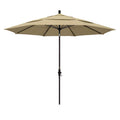 Round Outdoor Patio Umbrella, Fiberglass with Twist Tilt - Bronze Finish, Antique Beige, 11'