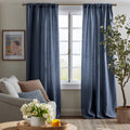 Linen Blackout Window Curtain - Blue, 108 in.