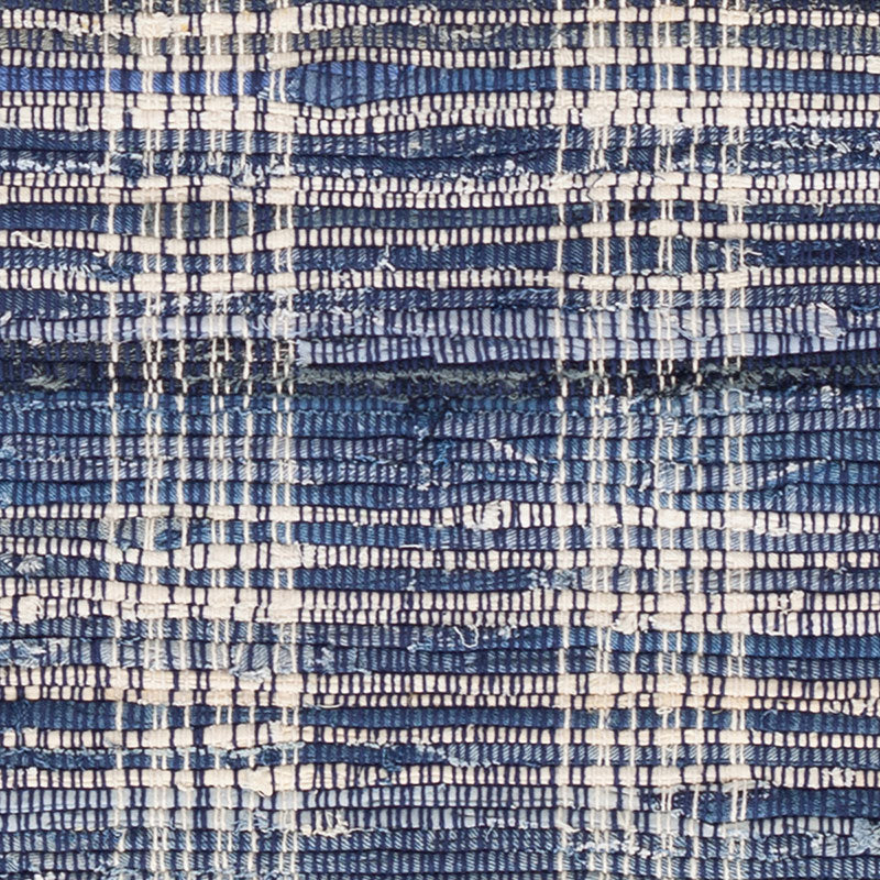 Denim Plaid Handwoven Cotton Rug - Denim, 8' x 10'