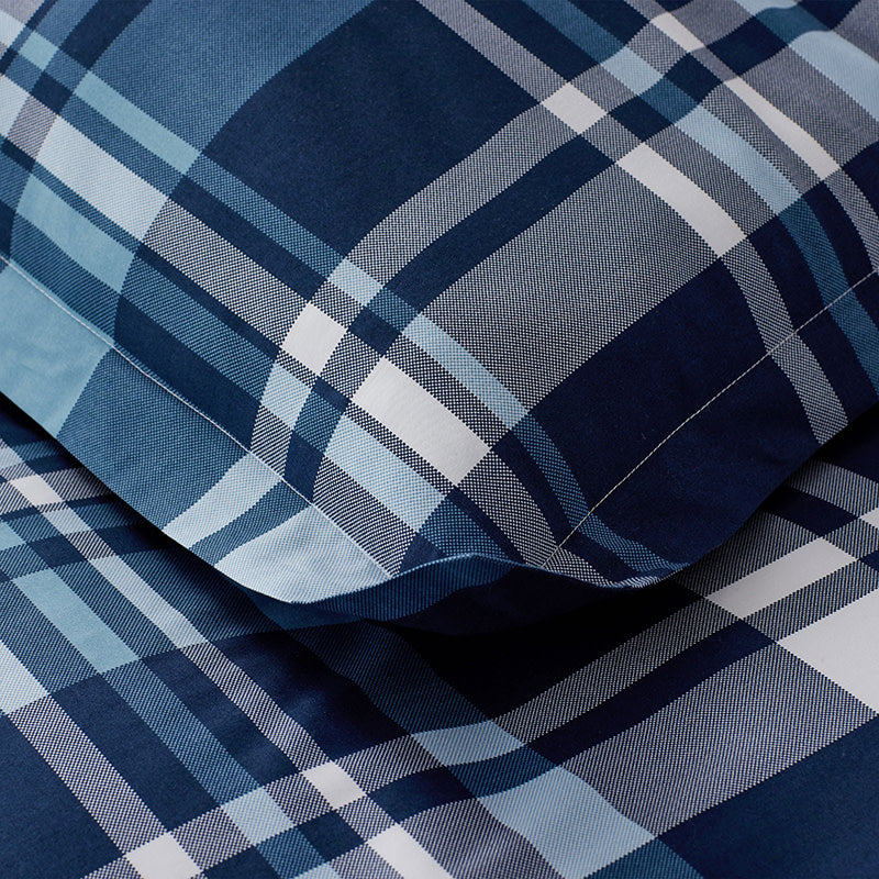 Handsome Tartan Classic Cool Organic Cotton Percale Sham - Blue Multi, Standard