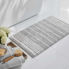 Plush Spa Stripe Bath Rug - Dark Gray, 17 in. x 24 in.