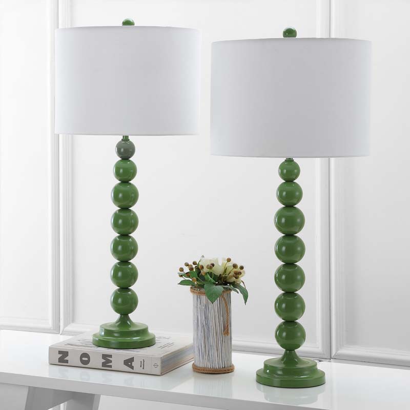 Beaded Table Lamp, Set of 2 - Green