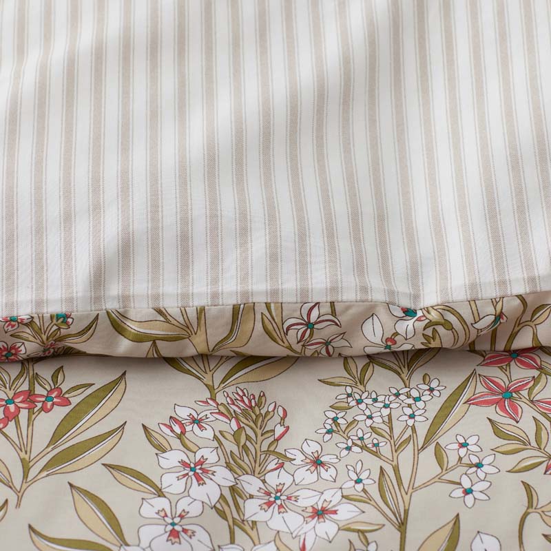 Julienne Classic Cool Cotton Percale Reversible Sham - Mini Floral Taupe, Standard