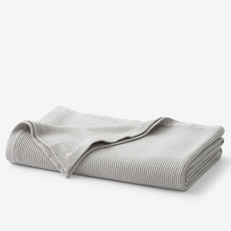 Garter Stitch Blanket - Gray, King/Cal. King