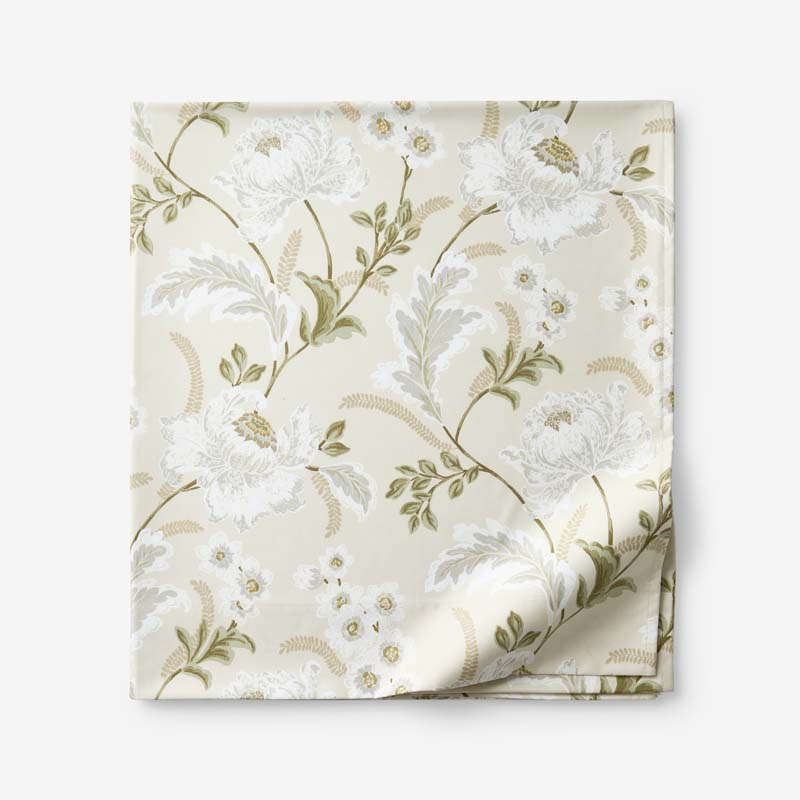 Tranquil Blossom Premium Smooth Wrinkle-Free Sateen Flat Bed Sheet - Antique Beige, King/Cal. King