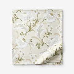 Tranquil Blossom Premium Smooth Wrinkle-Free Sateen Flat Bed Sheet - Antique Beige, King/Cal. King