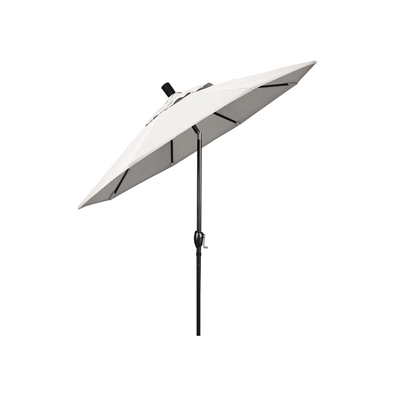 6' Round Outdoor Patio Umbrella, Aluminum with Push Button Tilt - Black Finish, Natural