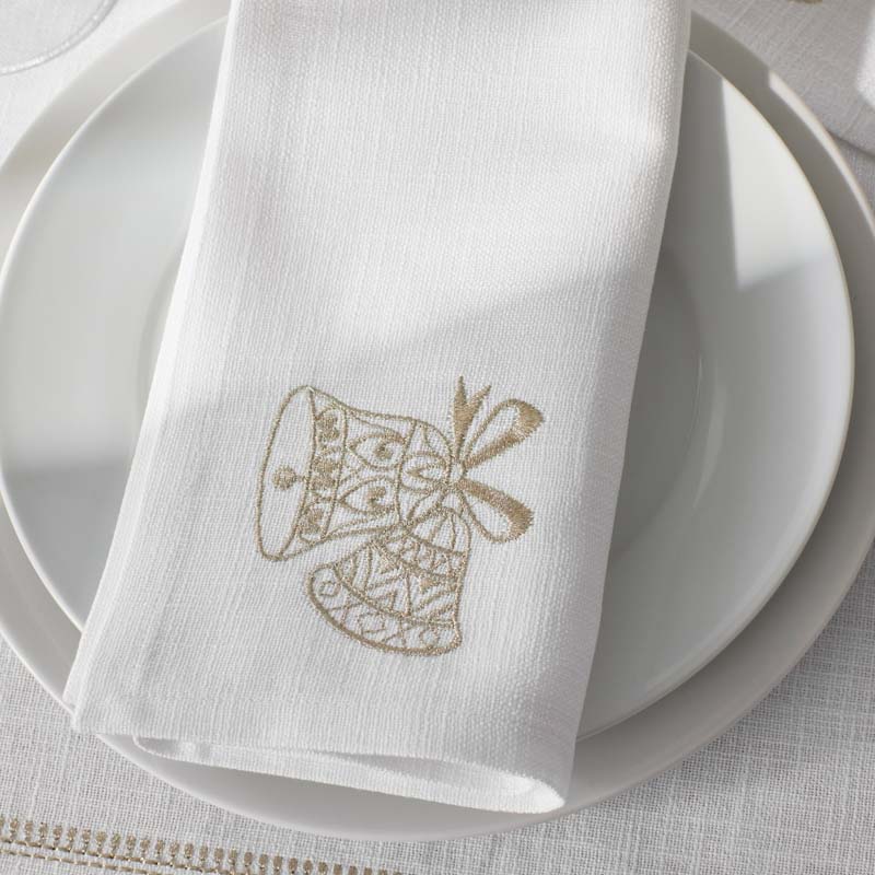 Metallic Napkins, Set of 4 - Bells