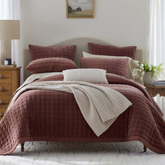 Tufted Stitch Velvet Quilted Sham - Bordeaux, Standard