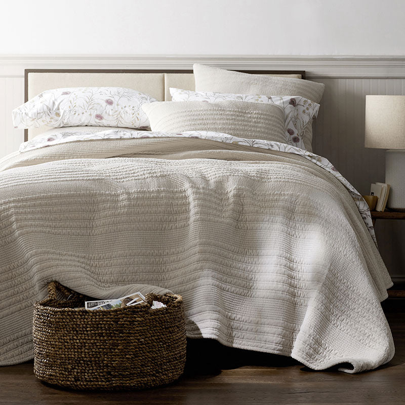 Line Stitch Velvet Quilted Sham - Light Sand, Euro