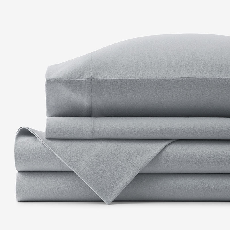 Classic Ultra-Cozy Cotton Velvet Flannel Bed Sheet Set - Slate Gray, Twin