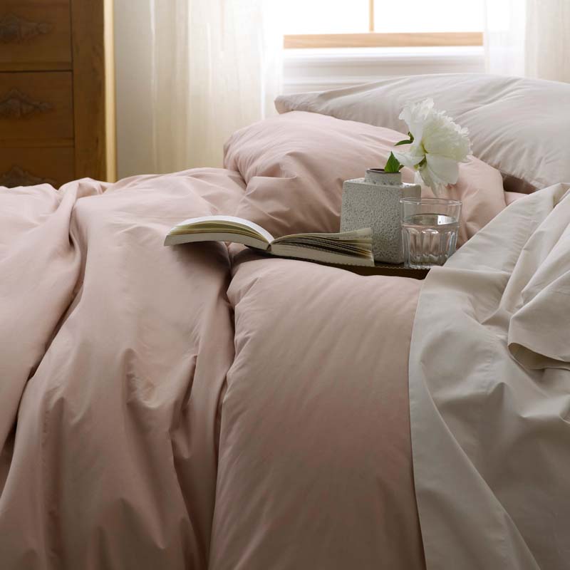 Solid Garment Washed Cotton Percale Bed Sheet Set - Rose, King