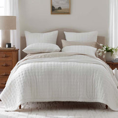 Tufted Stitch Velvet Quilted Sham - White, Euro