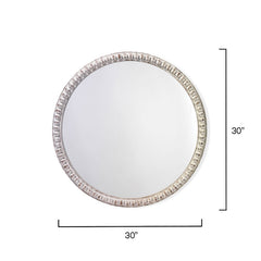 Wood Beaded Mirror - White, Round