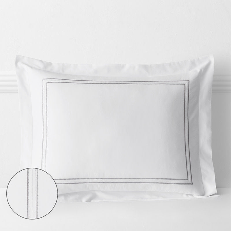 Dorset Stripe Luxe Smooth Egyptian Cotton Sateen Sham - Gray, Standard