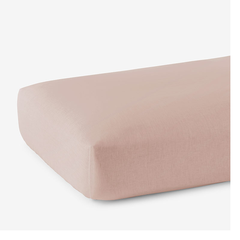 Premium Breathable Washed Linen Solid Fitted Bed Sheet - Rose Smoke, Twin