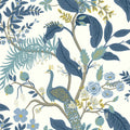 Peacock Traditional Wallpaper - Blue, Roll