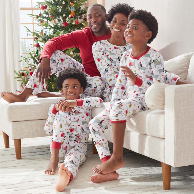 Family Printed Peruvian Cotton Men's Pajama Set - Holiday Paws, S
