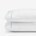 Embroidered Scallop Classic Cool Cotton Percale Pillowcase Set - Blue, Standard