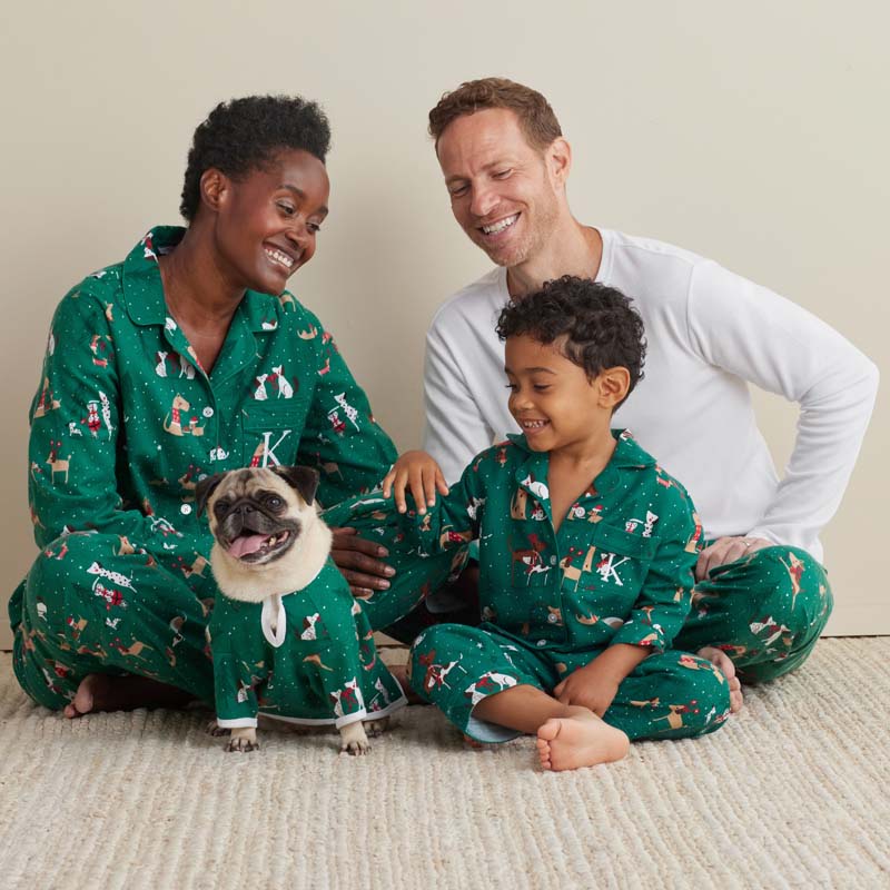 Family Flannel Pet Pajamas - Holiday Pups, XL