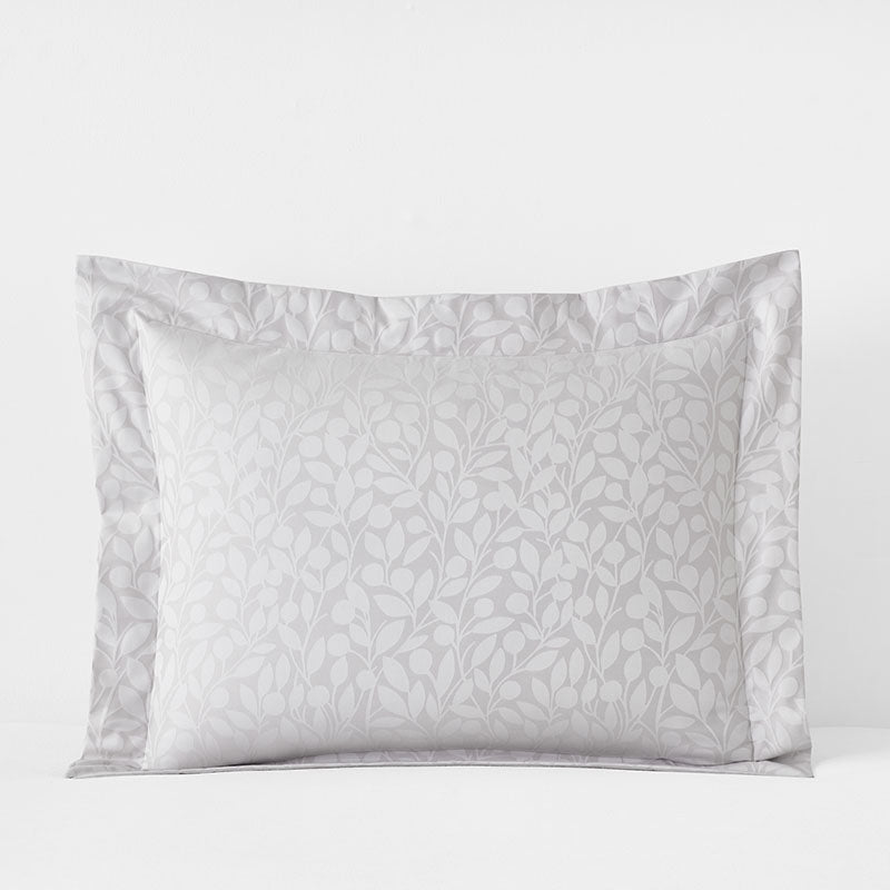 Jacquard Leaf Yarn-Dyed Premium Smooth Supima® Cotton Wrinkle-Free Sateen Sham - Light Gray, King