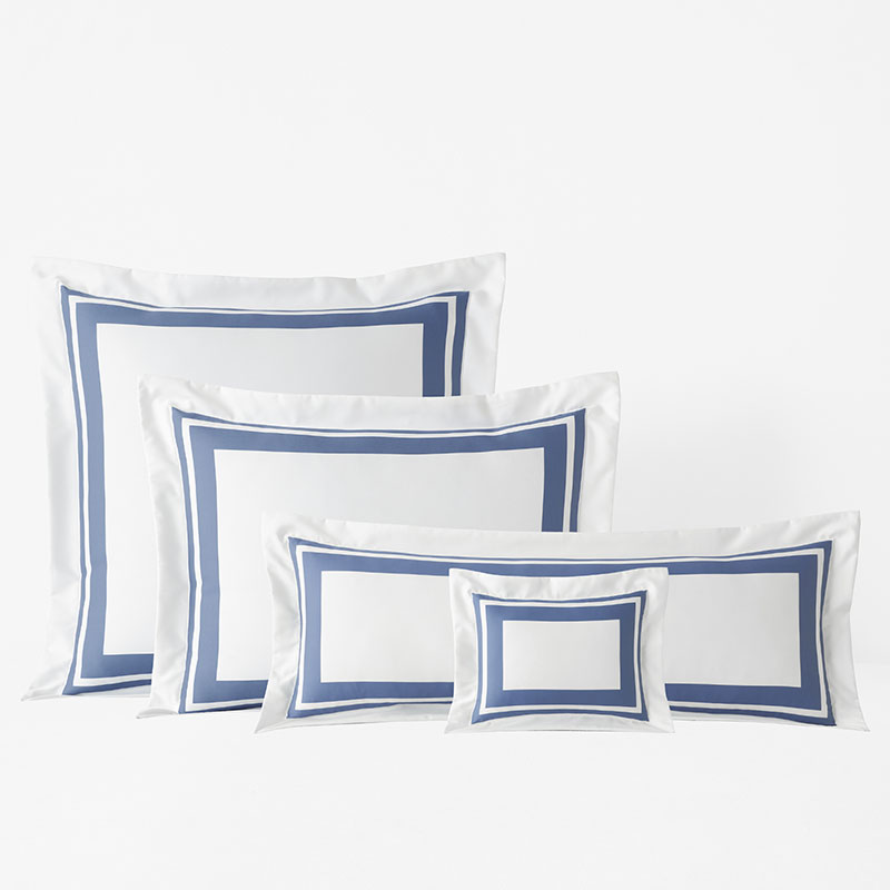 Double Border Premium Smooth Supima® Cotton Wrinkle-Free Sateen Sham - Blue Dusk, Lumbar