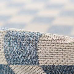 Checkered Outdoor Rug -  Blue, 8' x 10'