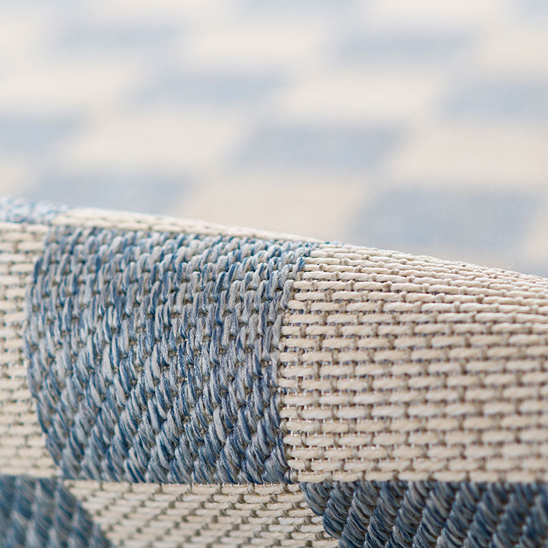 Checkered Outdoor Rug -  Blue, 4' x 6'