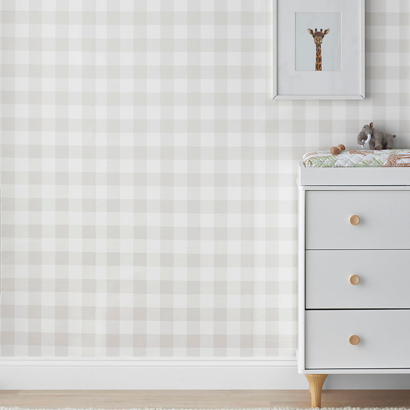 Ditsy Gingham Removable Wallpaper - Beige, Panel