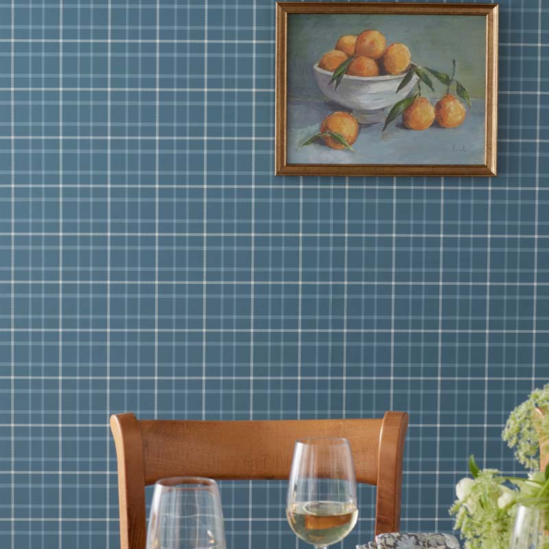 Plaid Traditional Wallpaper - Mineral, Roll
