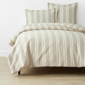 Tailored Stripes and Plaids Classic Cool Cotton Percale Bed Duvet Cover - Wide Stripe Moss Green, Twin/Twin XL