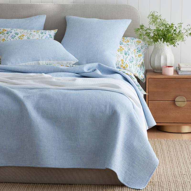 Yarn-Dyed Pencil Stripe Quilted Sham - Blue, Euro