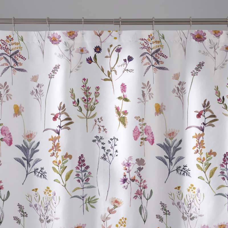 Blooming Garden Classic Smooth Sateen Shower Curtain - White Multi