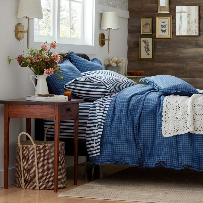 Mini-Prints Garment Washed Cotton Percale Bed Sheet Set - Milos, Twin