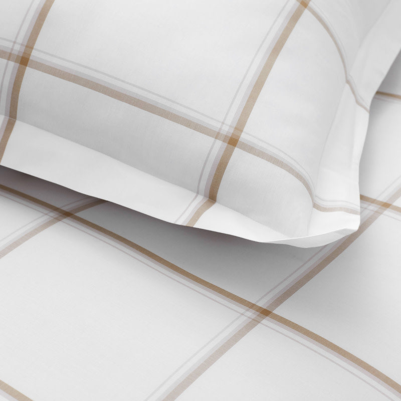 Tailored Stripes and Plaids Classic Cool Cotton Percale Sham - Window Pane Plaid Wheat, King