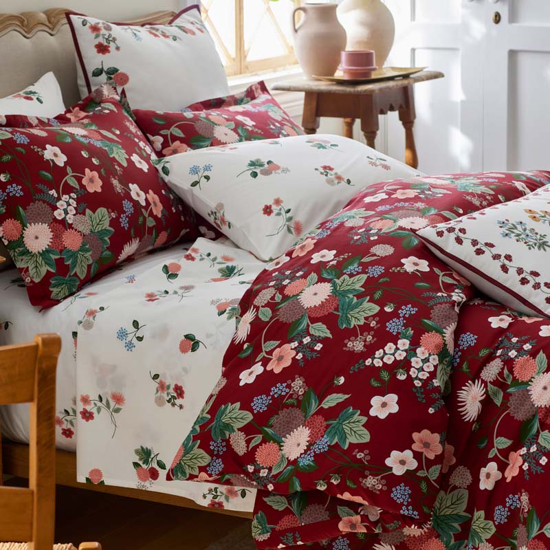 Dahlia Classic Cool Cotton Percale Sham - Dark Red, Standard