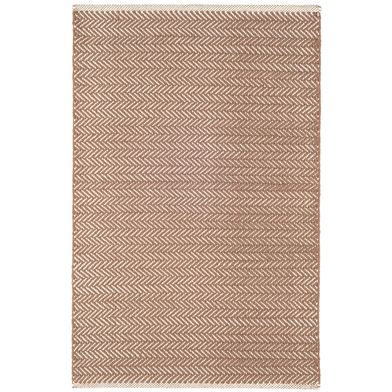 Herringbone Handwoven Cotton Rug - Stone, 5' x 8'