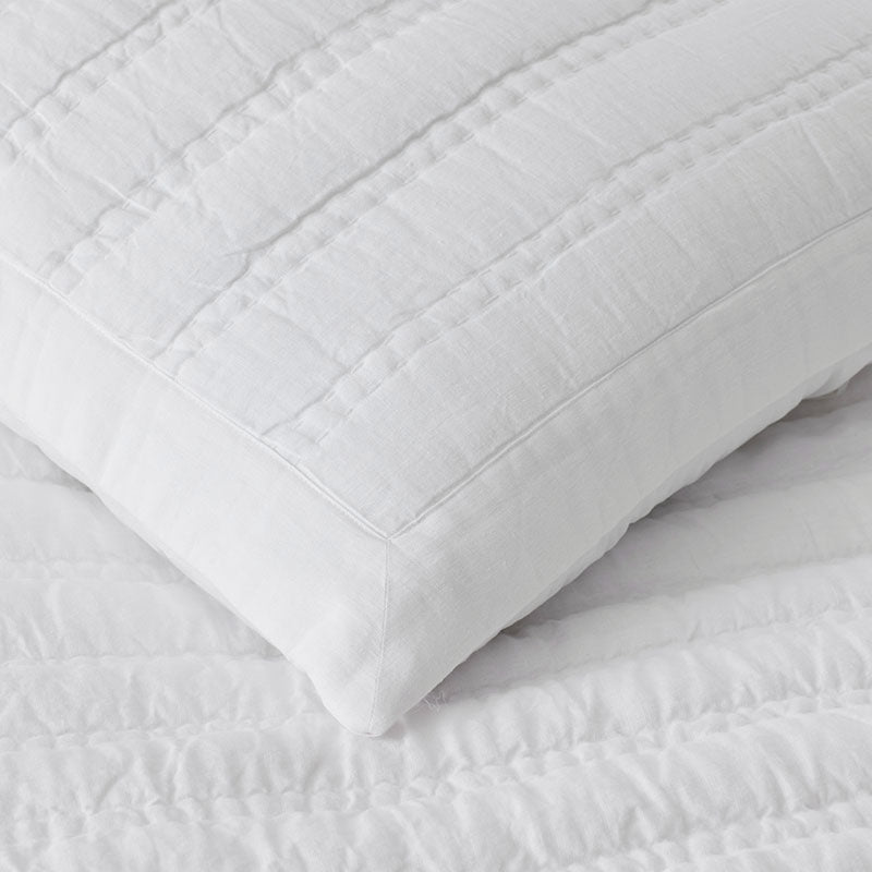 Premium Breathable Washed Linen Solid Quilt - White, Twin/Twin XL