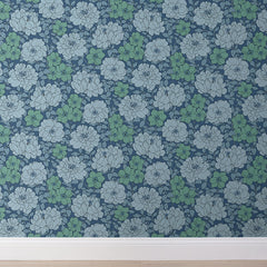 Large Blooms Removable Wallpaper - Blue, Panel