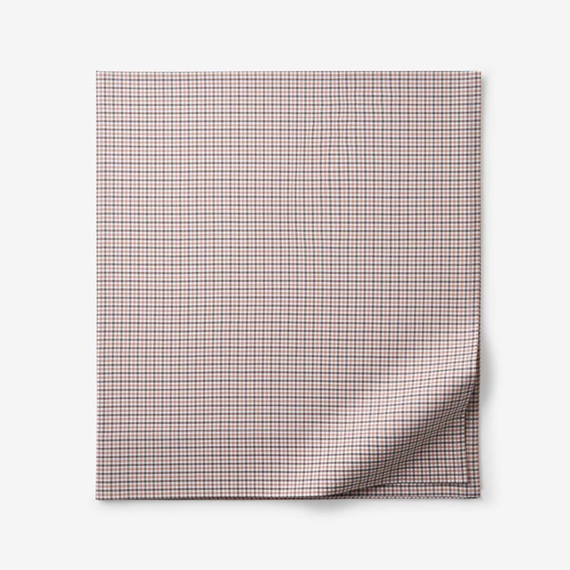 Classic Stripes and Plaids Cool Yarn-Dyed Cotton Percale Flat Bed Sheet - Mini Check Brown, Queen