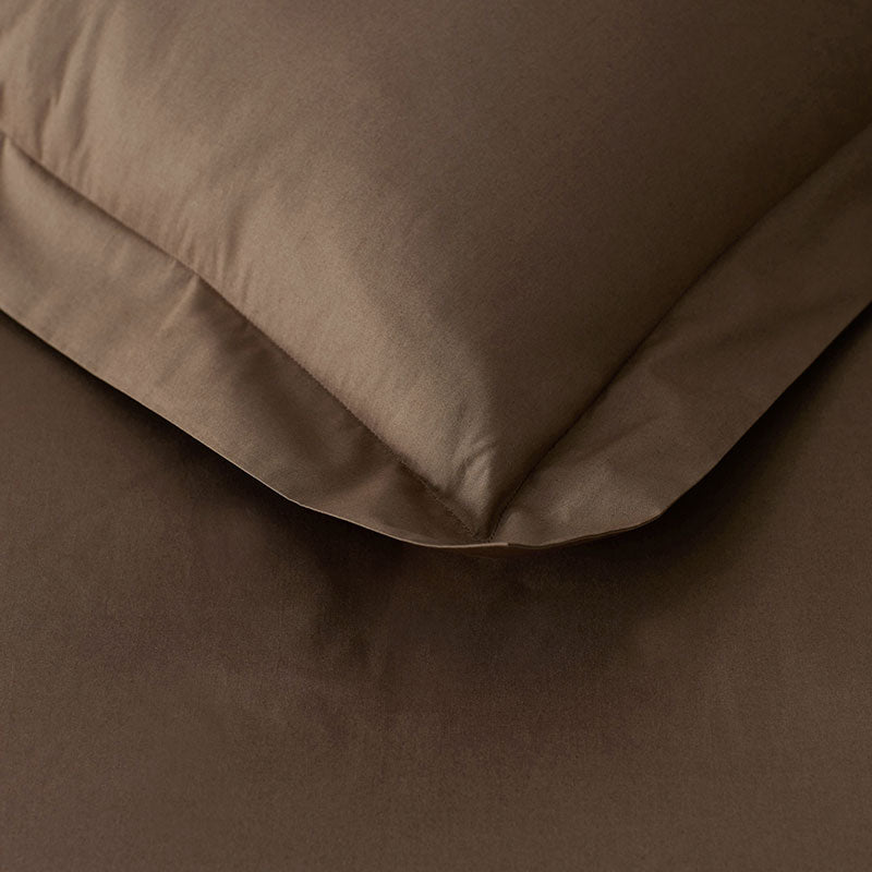 Classic Cool Cotton Percale Deep Pocket Flat Bed Sheet - Coffee, Queen