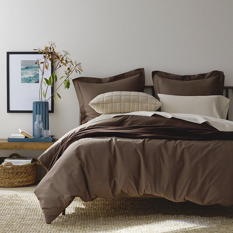 Brushed Cotton Sham - Coffee, Euro